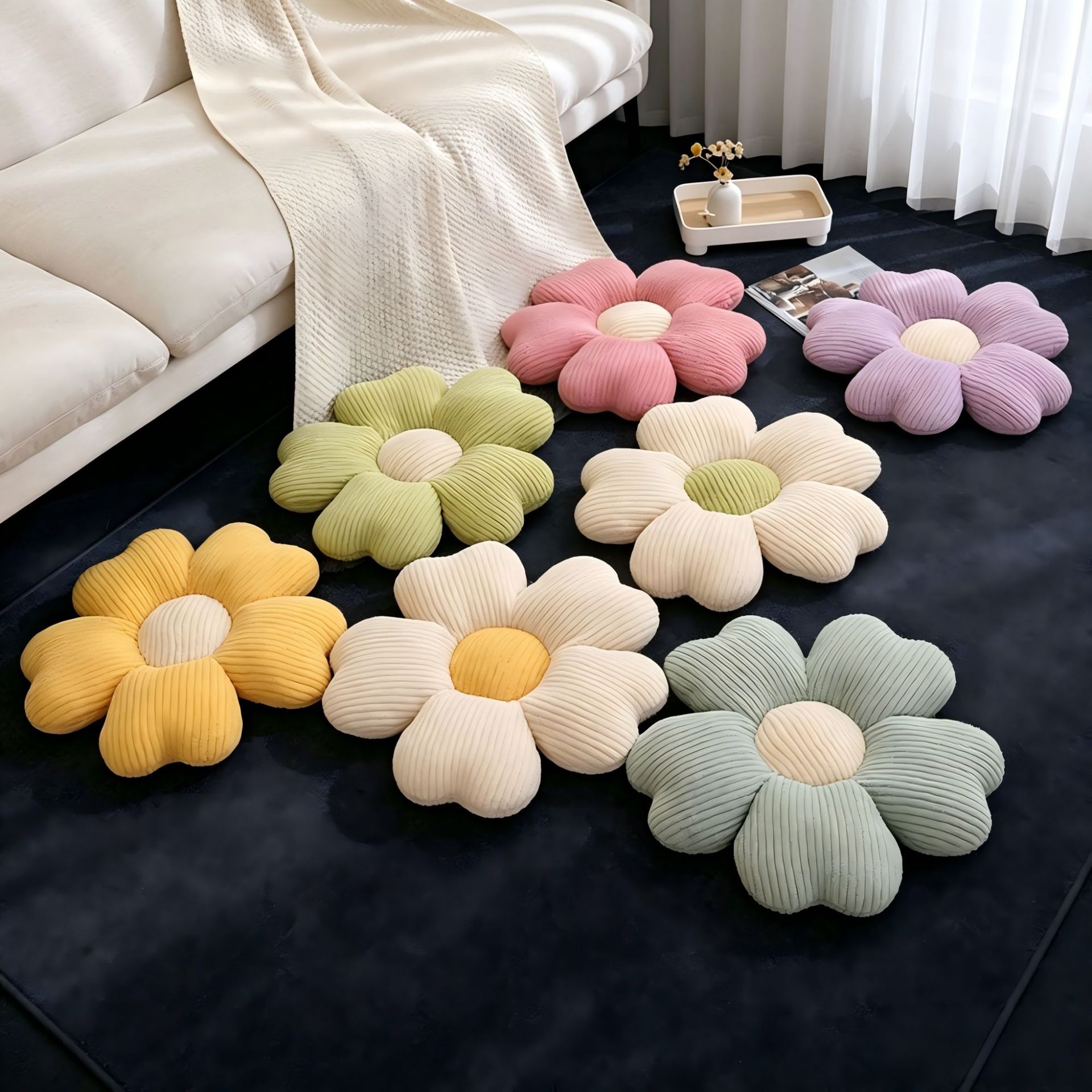 Cojín decorativo de cinco pétalos con forma de macaron para sofá, cojín decorativo para silla, venta al por mayor para comercio exterior.