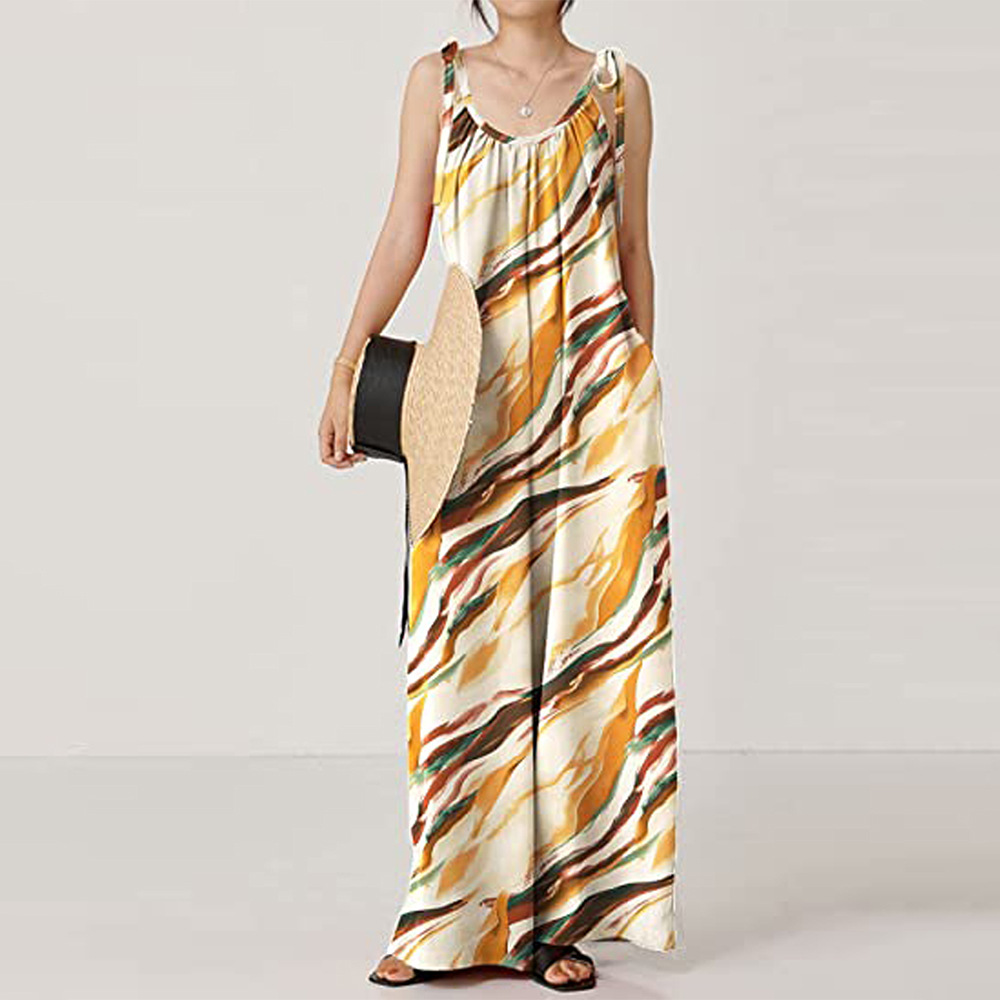 Summer Women Clothing Printed Sling Loose Casual Jumpsuit