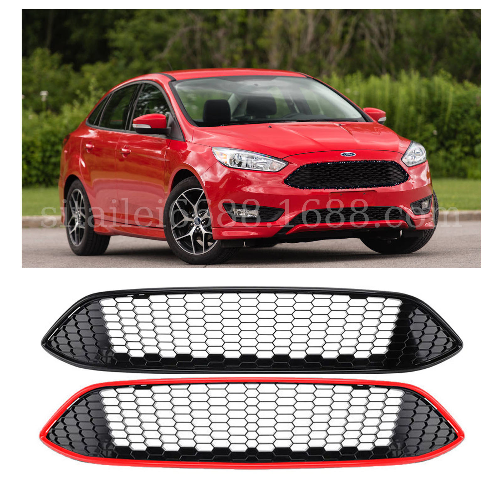 Black honeycomb mesh grille for Fox Focus 2015 2016 2017 2018