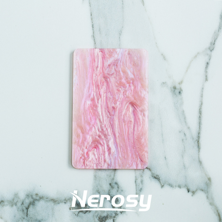 极光贝母少女粉大理石板 渐变珠光闪粉压克力 挂件发饰相框手机壳