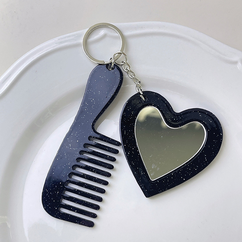 新しい小さな新鮮なインスタイルグリッタースパンコール愛化粧鏡キーホルダーペンダント diy バッグペンダントアクセサリー|undefined