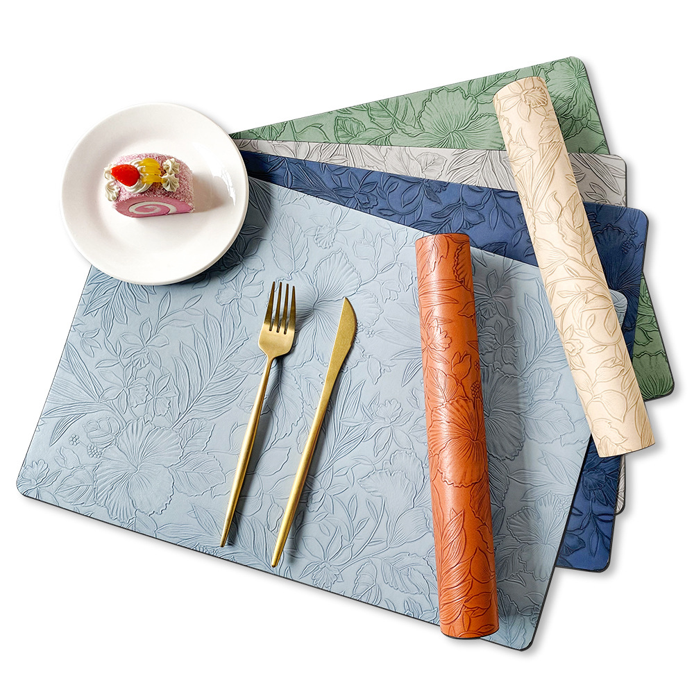 Tavolo da pranzo in pelle stile nordico occidentale, quadrato, bifacciale, per hotel, casa, isolamento termico, tappetino antiscivolo creativo_voghion.com