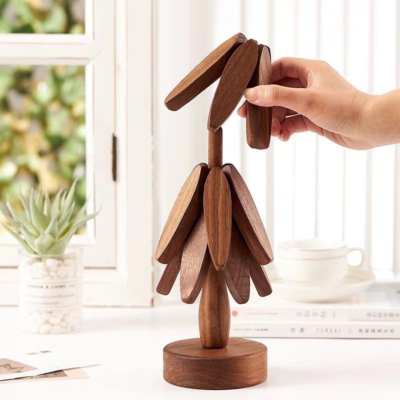 Madera creativa, nogal negro, un árbol, aislamiento térmico, tapete de mesa, venta directa de fábrica, tapete anti-escaldado para el hogar navideño, tapete resistente al calor