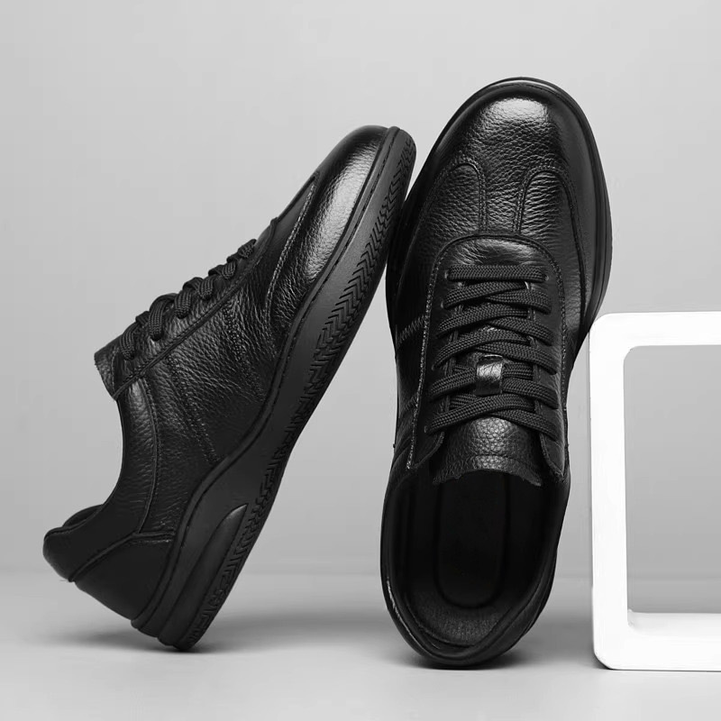 New Leather Shoes, Versatile Casual Shoes, Round-Toe Korean Style British Fashion Trendy Running Shoes, Breathable Sports Shoes for Men