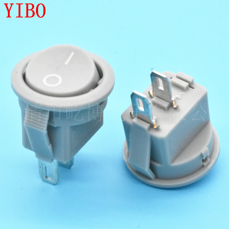 开孔15mm 上圆下方 小圆形 KCD11 2脚2档 灰色两档 圆形电源开关