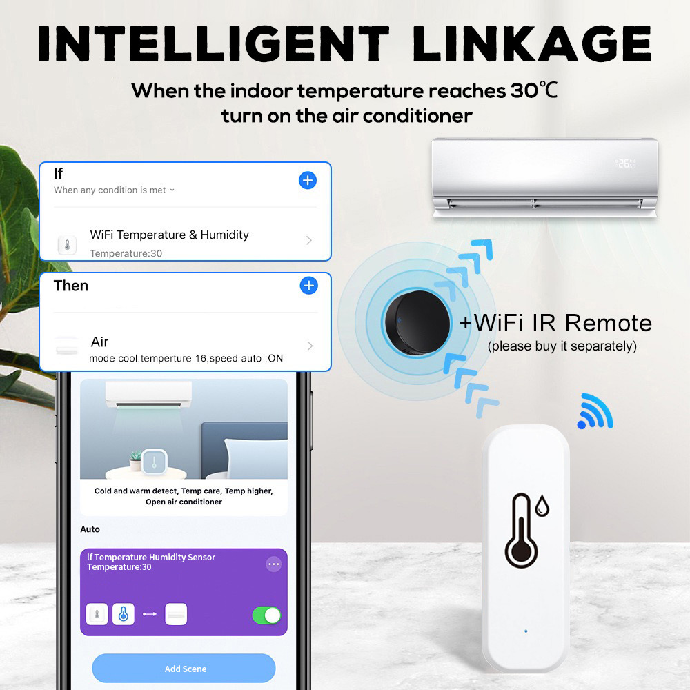 Tuya graffiti WiFi Bluetooth sensor de temperatura y humedad detector de temperatura y sensor de humedad inalámbrico para interiores