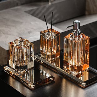 Modern Luxury Crystal Bathroom Supplies Kit Hand Sanitizer Bottle Set Soap Dish Comb Holder Aromatherapy Bottle Lotion Bottle