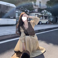 法式浪漫皮马甲套装女2025新款春秋轻熟赫本风流行连衣裙两件套