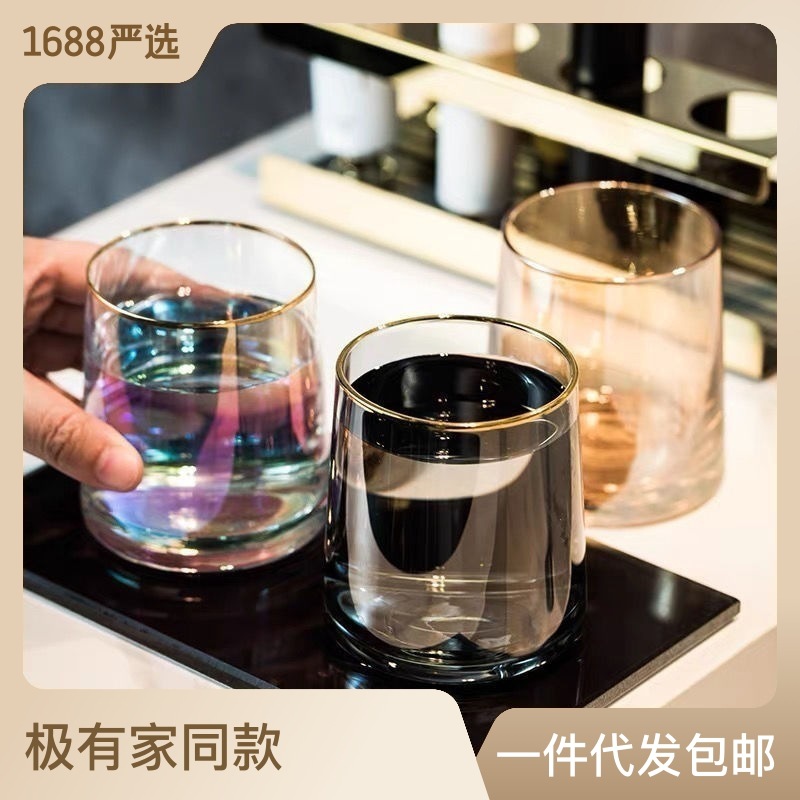 ins耐高温玻璃杯威士忌洋酒杯 果汁饮料茶水杯家用刷牙杯漱口杯子