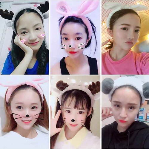 Korean version of cute deer antlers face wash headband, autumn and winter plush headband, versatile home headband, rabbit ears, cute headband for women