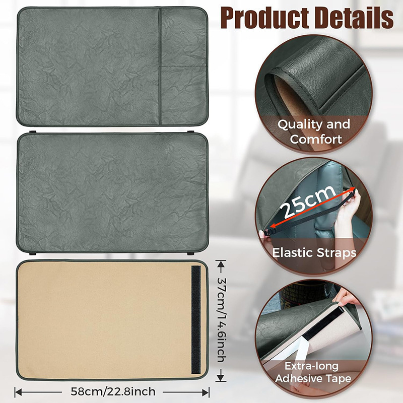 Sofa Headrest Protector With Armrest Storage Pocket Leather_voghion.com