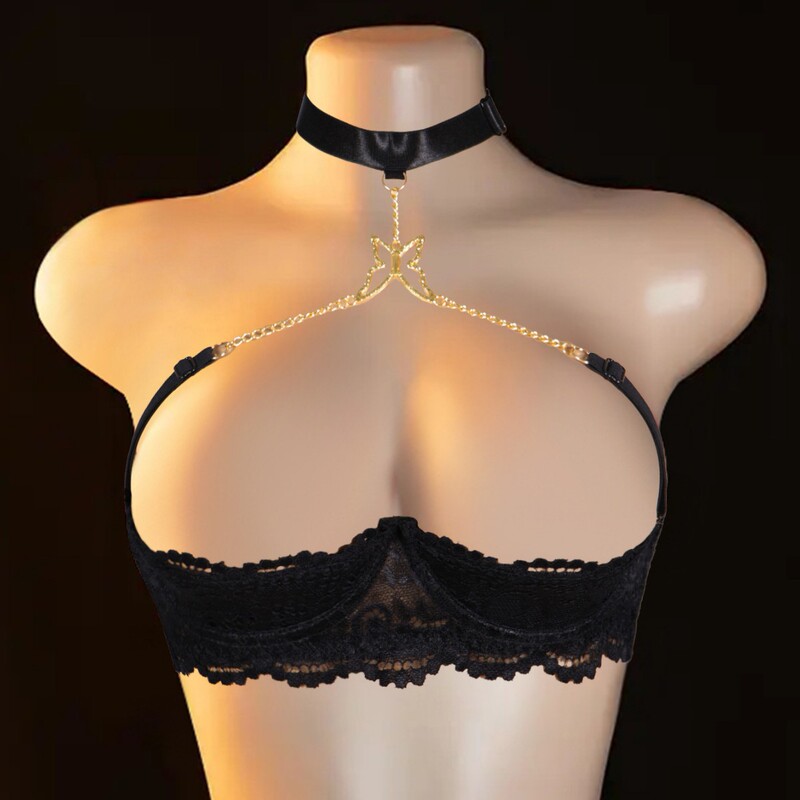 Cross-Border Thin Quarter-Cup Lingerie with Exposed Bust, Underwire for Lift, Anti-Sagging, Sexy Lace Design Cross-Border Thin Quarter-Cup Lingerie with Exposed Bust, Underwire for Lift, Anti-Sagging, Sexy Lace Design