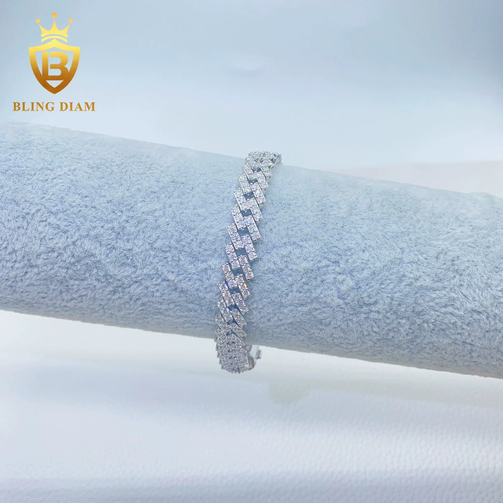 AliExpress Европа и США горячие продажи новый набор серебра 10 мм S925 из муассанита Однорядный камень кубинская цепочка ожерелье браслет оптом