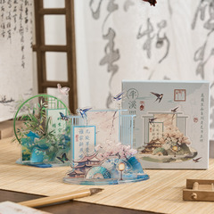 万生山古風アクリル立牌置物高颜値花束誕生日お土産デスクトップdiy装飾プレゼント