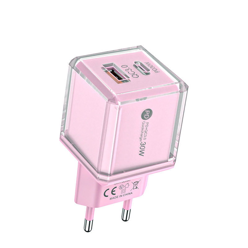 マカロンビッグアイスキューブ A+C ヨーロッパおよびアメリカ標準携帯電話充電器英国標準 QC3.0+PD20W デュアルポート高速充電充電ヘッド|undefined