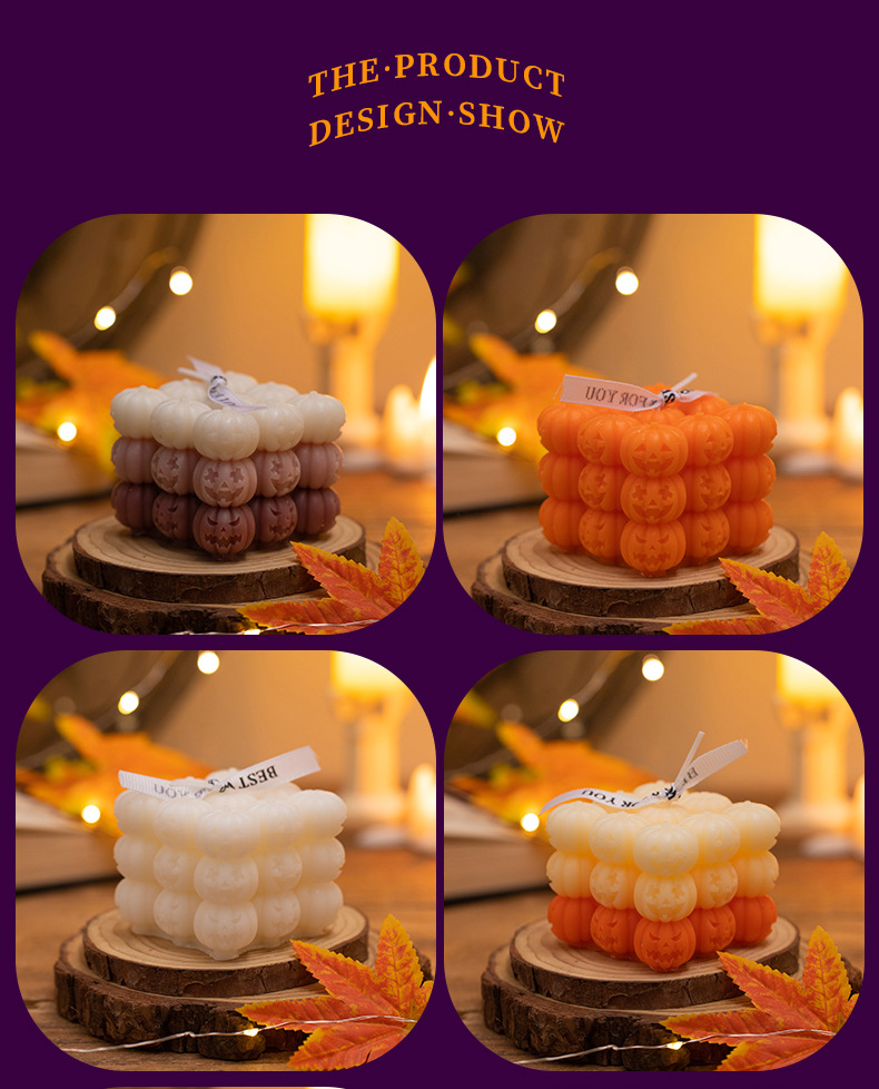 万圣节骷髅魔方南瓜香薰蜡烛手工造型骷髅头蜡烛跨境万圣节摆件详情13