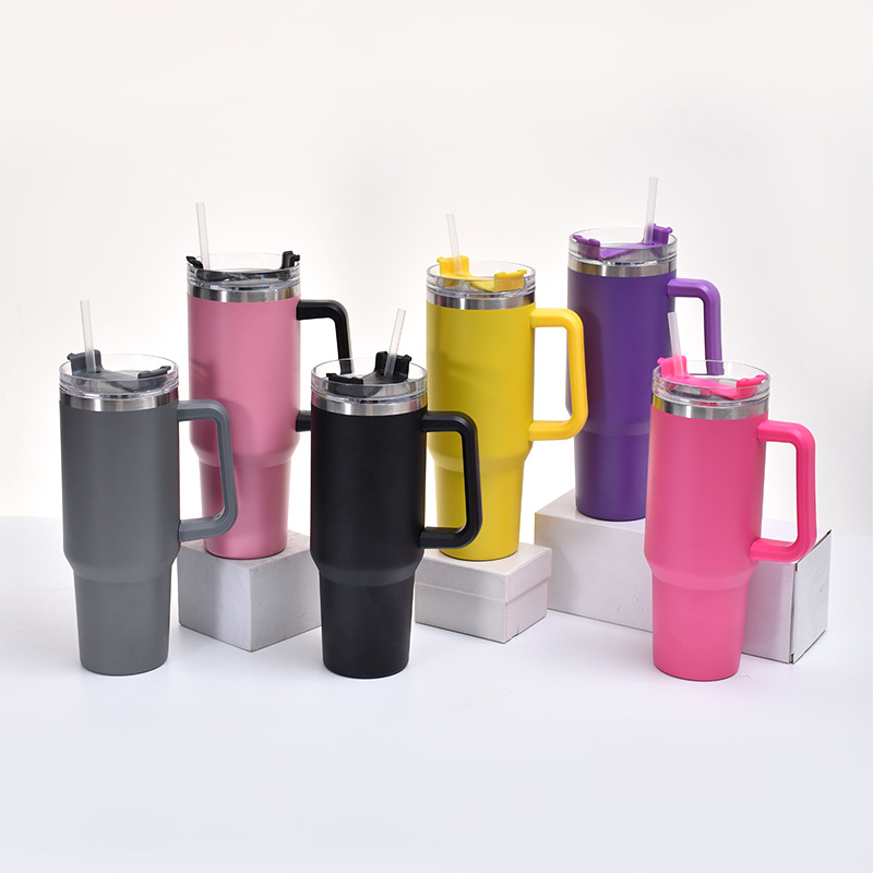Transfronterizo de acero inoxidable de calidad alimentaria 40Oz Taza Del Coche de gran capacidad de Vacío Termo taza mango portátil taza de helado