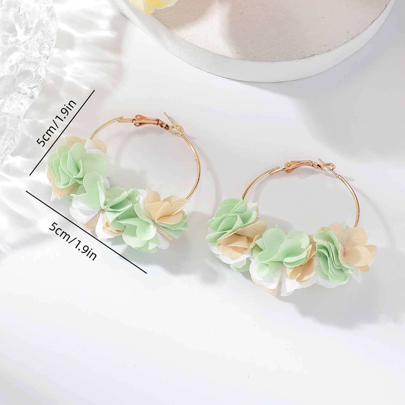 10g Weight 304 Stainless Steel Ear Needle Material Earrings Classification 1 Pair Quantity Travel, Street Occasion Cloth Material Flower Pattern All Seasons Season Women's Gender Sweet Style 1 Pair Sweet Flower Cloth Earrings 6