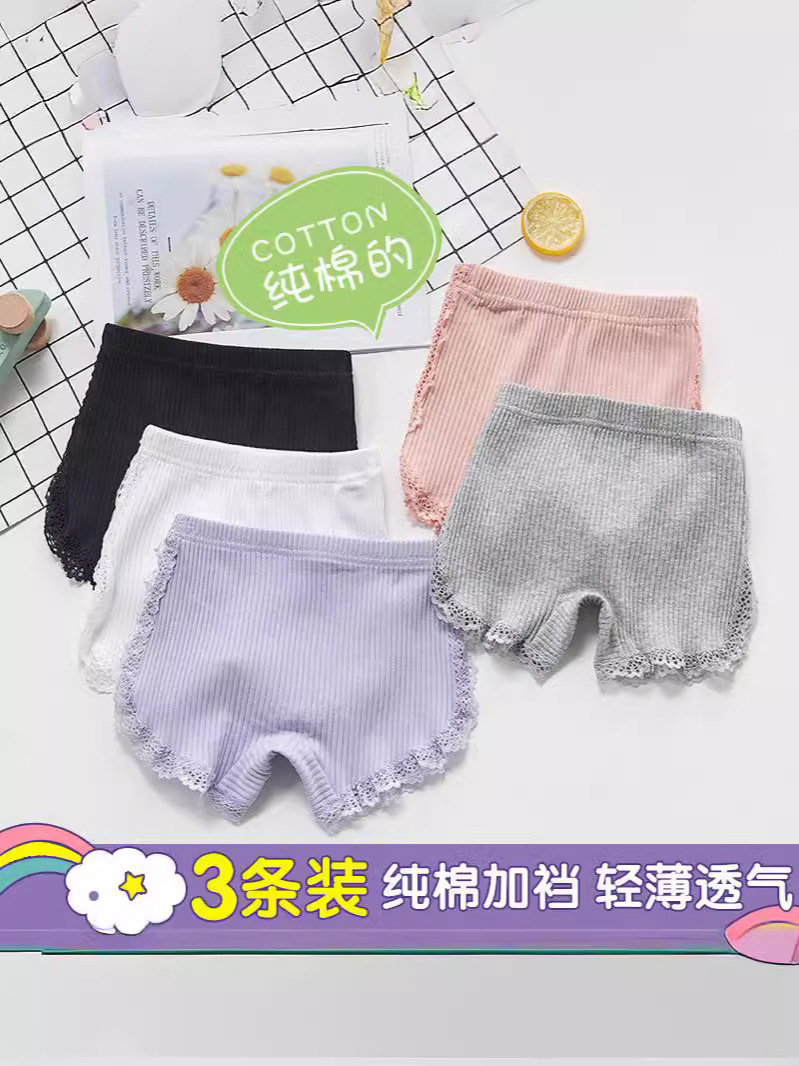 순수한면 소녀 속옷 여름 안티 라이트 안전 바지 어린이 레이스 3 점 바닥 반바지 투인원 매칭 스커트