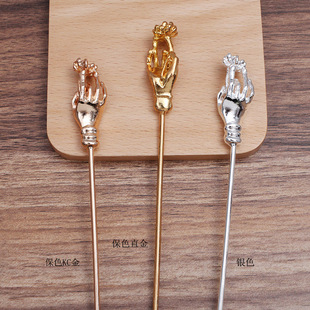 Alloy Buddha Hand Five-Finger Flower Holder Hair Stick (12355)