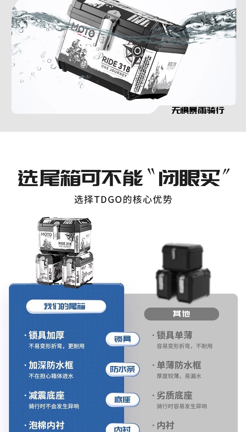 Motorcycle Trunk, Thickened Three-Box Electric Vehicle, Large-Capacity Side Box, Takeaway Commuting Universal Storage Box