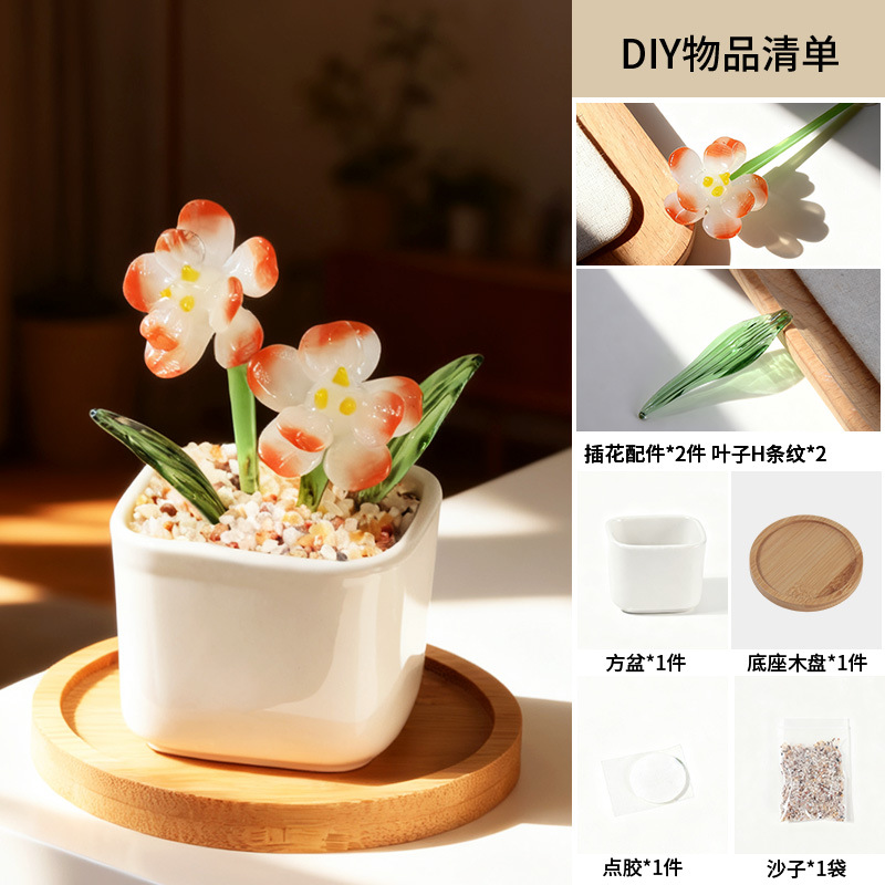 Zibo vidrio artesanía ornamentos maceta de vidrio verde flores regalos de diciembre decoración de oficina image 7