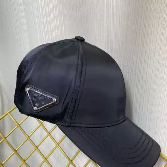 Prada New Nylon Fabric Triangle Side Logo Baseball Cap Premium Quality Unisex All-Season Wear Correct Version