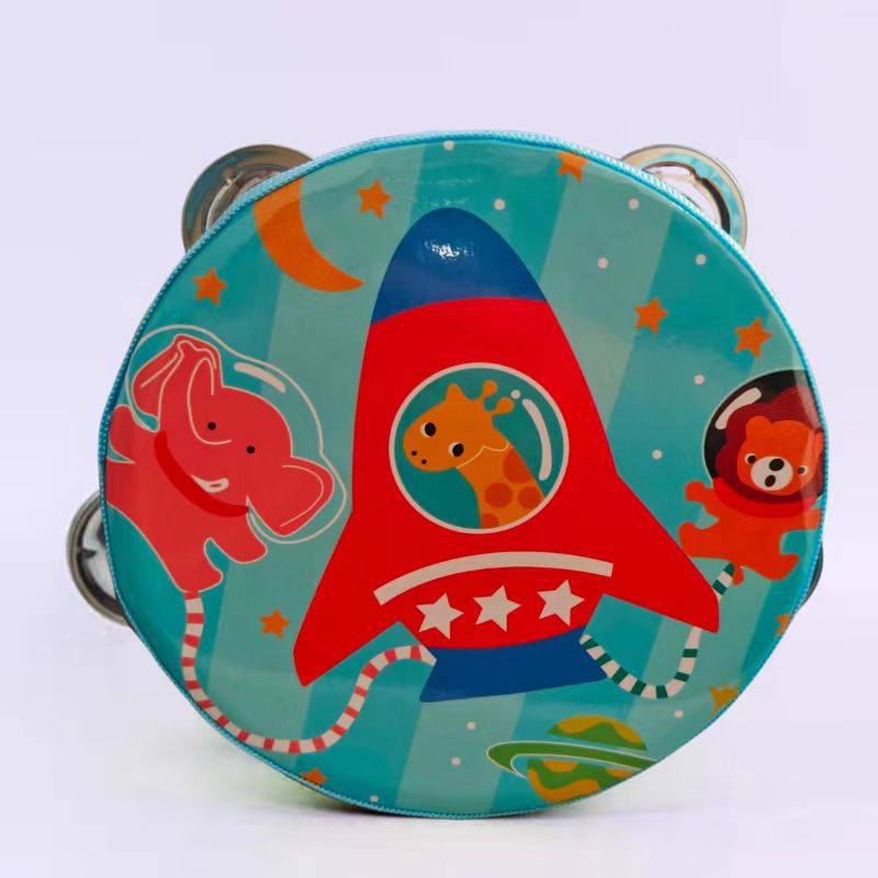 Orff Musical Instrument Children's Small Tambourine Wooden Hand Drum Kindergarten Teacher Performances Linggu Cartoon Drum