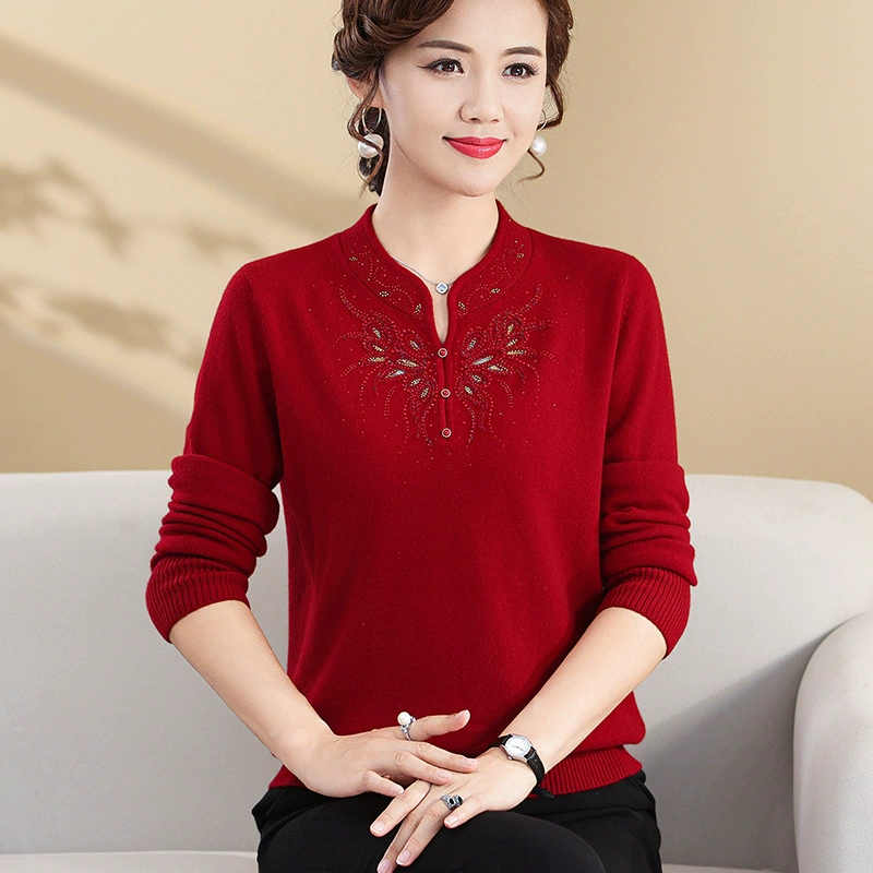 Мама Осень Зима 100% чистый шерстяной свитер