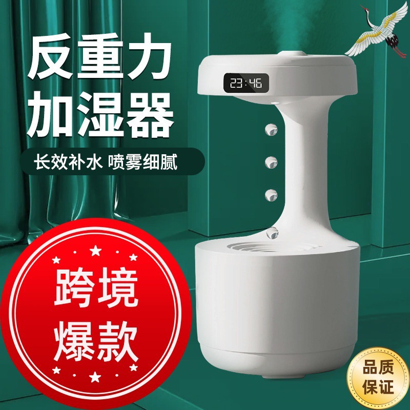Humidificador antigravedad de reflujo de gota de agua creativo transfronterizo de gran venta, humidificador de spray silencioso para el hogar mini de gran capacidad