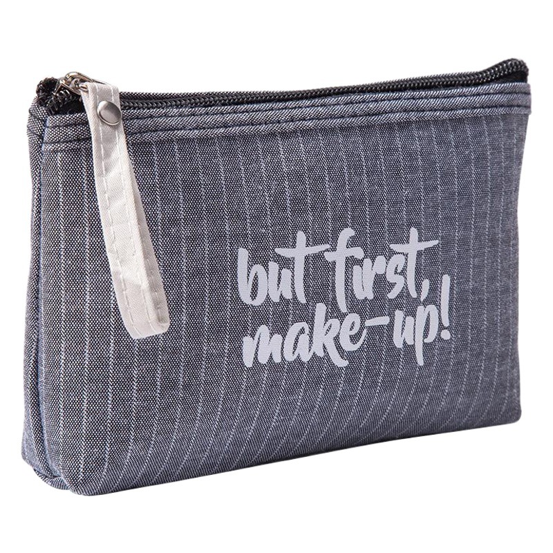 Nueva portátil letras inglesas cremallera de las mujeres bolsa de cosméticos de viaje artículos de tocador bolsa de almacenamiento monedero