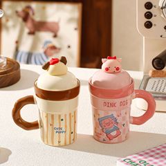 クリエイティブマグ磁気人形セラミックカップ蓋付きカップルカップ家庭用飲料カップオフィス大容量