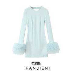 ZR外国貿易卸売り欧米風女装ファッション蓬蓬絹糸網袖口ショートワンピース4772331 423