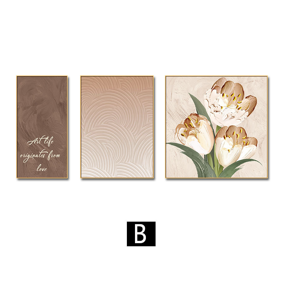 Sala de estar Sofá Fondo pared Pintura decorativa Pintura triple Colgante Pintura de diamantes estrella de cuero Estilo crema Pintura abstracta