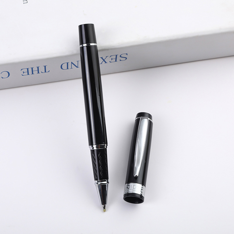 En stock pluma de metal al por mayor pluma de gel negro negocio de alta gama regalo letras logotipo publicidad pluma impresión