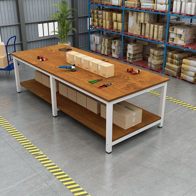 화이트 프레임 + 골든 오크 [핫 셀러] - 길이 200 폭 80 높이 74cm [더블 레이어 6 다리 모델]