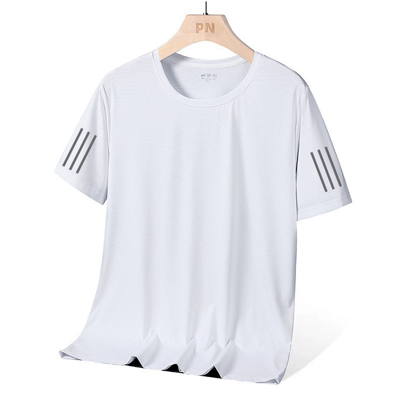 Летняя мужская футболка из ледяного шелка с короткими рукавами, новые свободные быстросохнущие разноцветные тонкие спортивные топы большого размера с круглым вырезом, партия