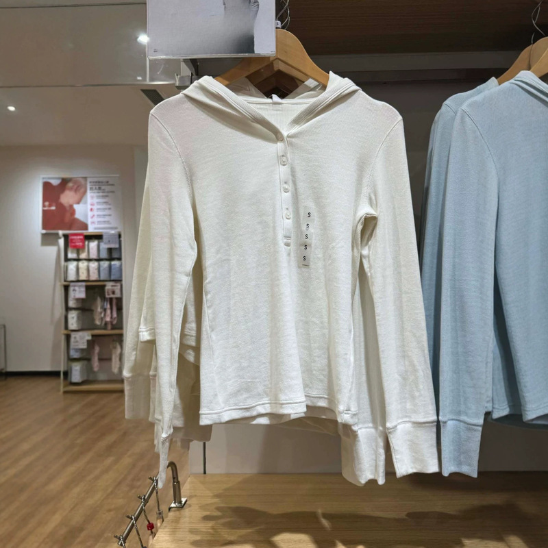 Ribbed hooded T-shirt/long-sleeve women's clothing 26 autumn new knitted top elastic slim-fit base shirt 488298