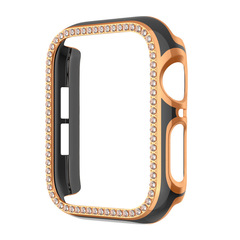 Suitable for Apple 8th generation watch case Apple Watch se electroplated two-color single row diamond PC hollow hard case