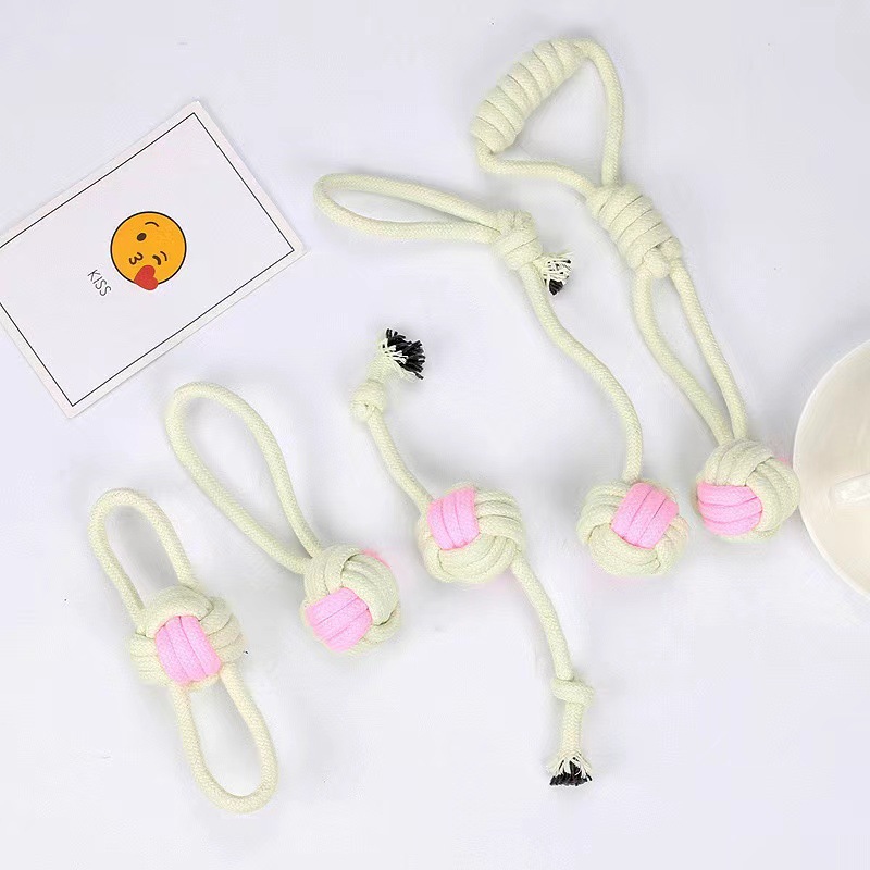Japón y Corea del Sur juguetes para mascotas juguetes molares para perros bolas de cuerda de algodón macarons color nudo juguetes para mascotas en stock