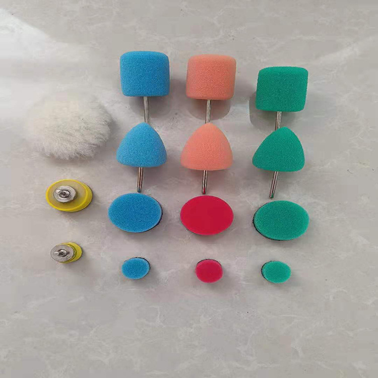 厂家0.5-1寸细节抛光海绵盘15件套 夹杆软轴电磨羊毛抛光垫