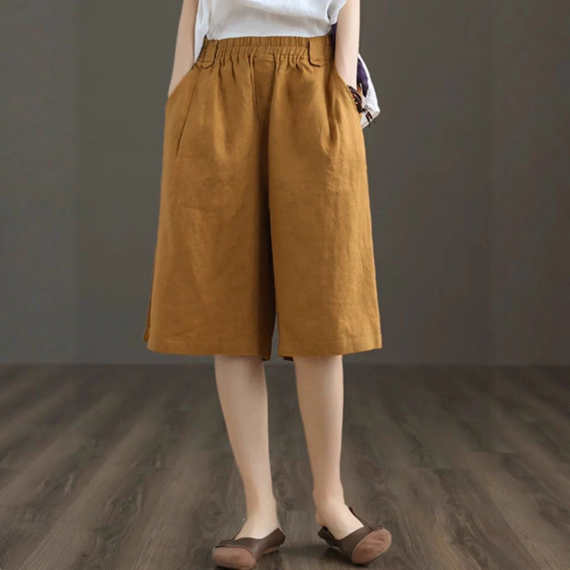 Cotton and Linen Five-Point Pants for Women, Thin Style, Outerwear Shorts, Summer 2025 New Model, Plus-Size Women's Seven-Point Wide-Leg Pants Cotton and Linen Five-Point Pants for Women, Thin Style, Outerwear Shorts, Summer 2025 New Model, Plus-Size Women's Seven-Point Wide-Leg Pants