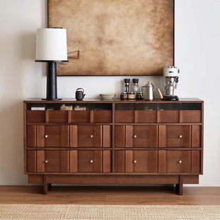 Solid Wood Chest of Drawers Bedroom Bedside Drawer Storage Room Storage Cabinet Nordic Living Room Retro Cabinet French Style Internet Celebrity Cabinet