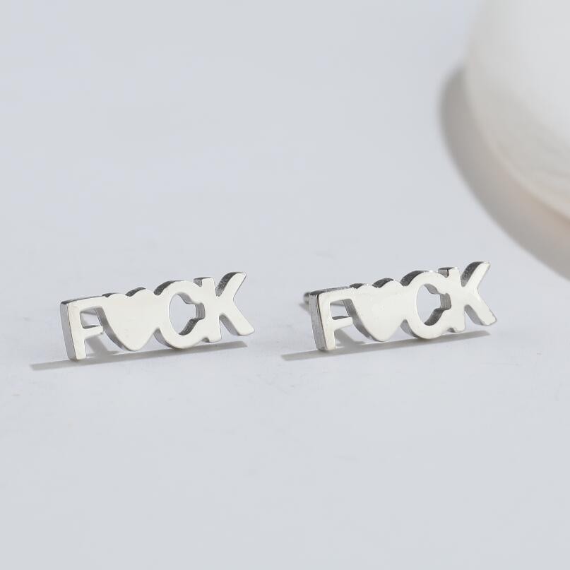 Fashion Letter Titanium Steel Ear Studs Plating No Inlaid Stainless Steel Earrings display picture 3