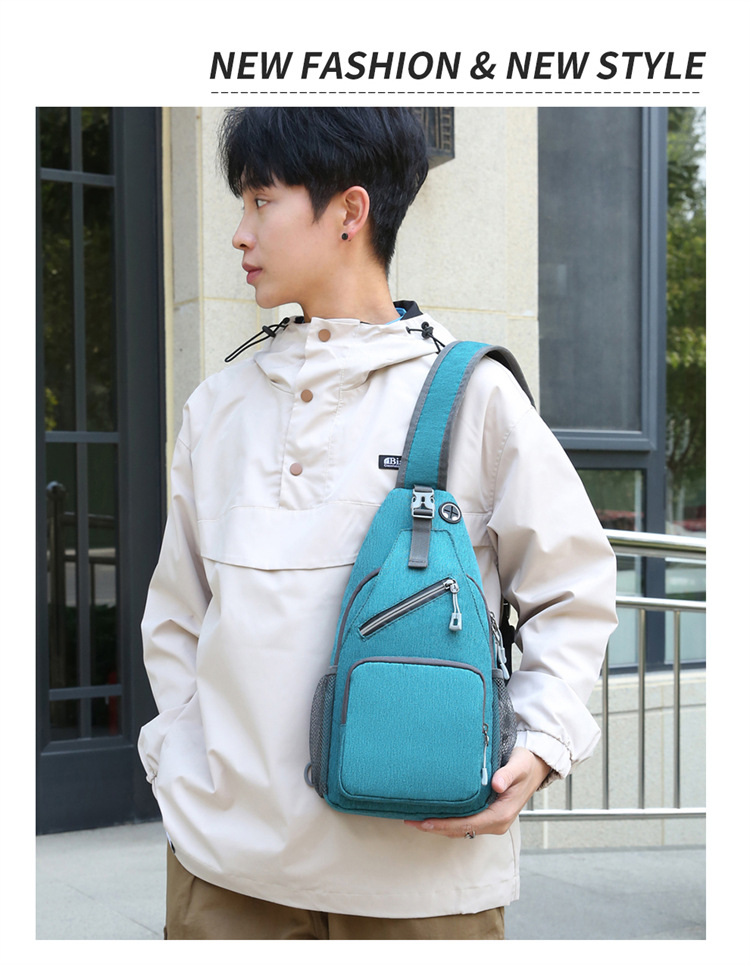 Men's Solid Color Nylon Sewing Thread Zipper Fanny Pack display picture 1