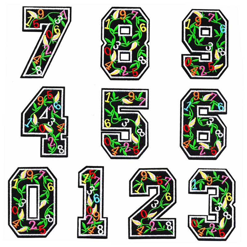 厂家现货直销新款布贴 0-9微章布贴刺绣章彩色补丁贴跨境爆款