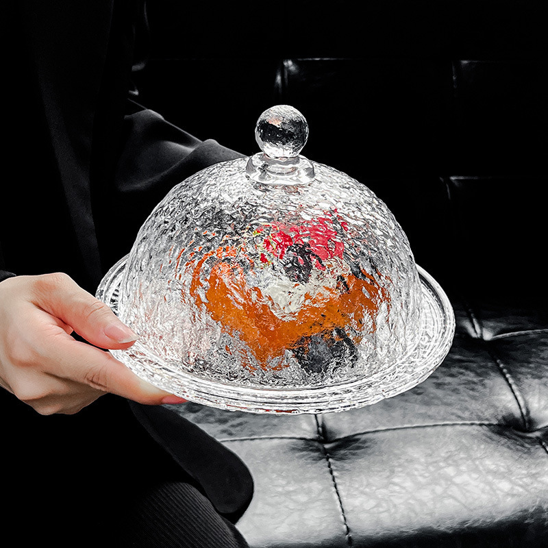 Tasting Tray Dessert Glacier Tray High-End Tray Ins Style Glass Dessert Tray Tray with Lid Cake Tray Fruit