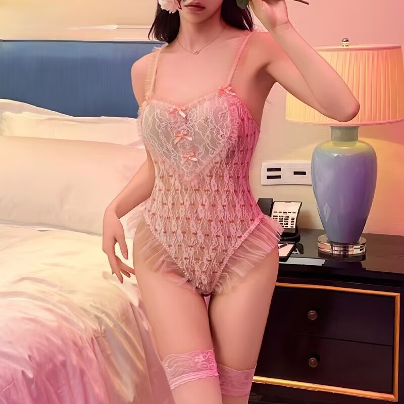 섹시한 오픈 가랑이 잠옷, 작은 가슴 레이스, 시스루 유혹 섹시 슈트, 순수한 욕망 작은 체리 타이즈 1163