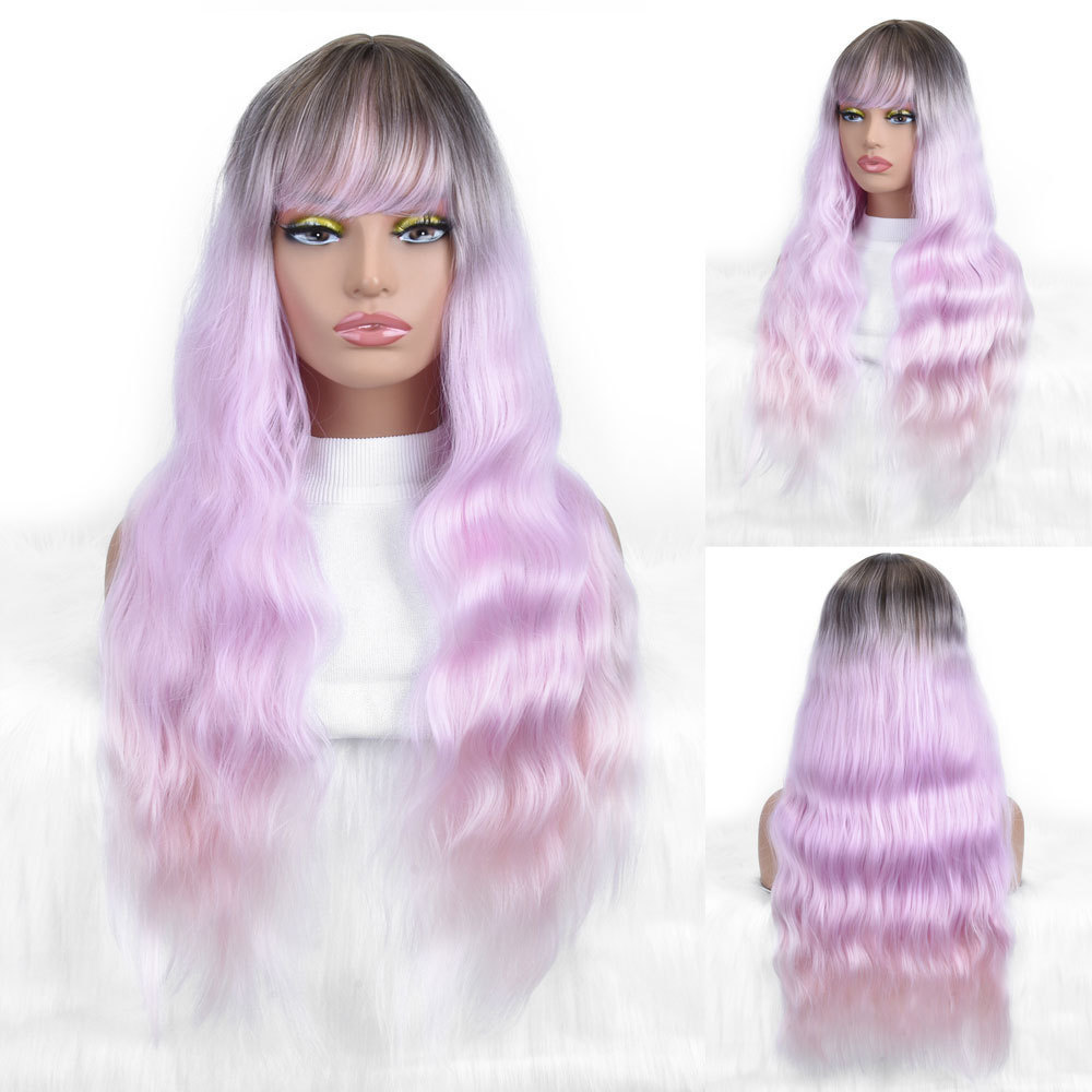 Synthetic Women's Chemical Fiber Long Style With Bangs Curly Hair Wig Full Headband Available In Multiple Colors_voghion.com