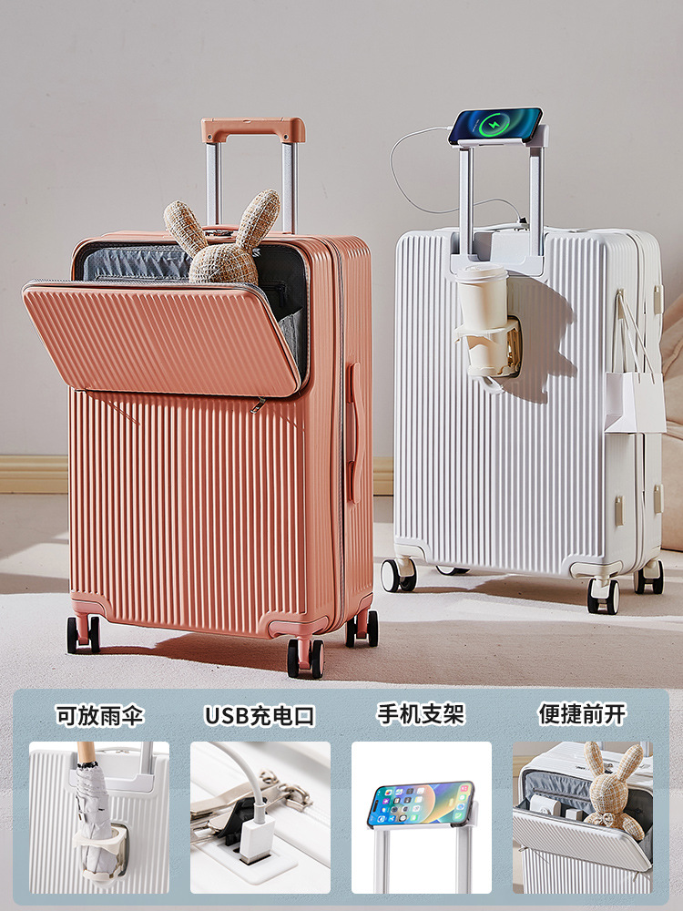 Equipaje de Apertura frontal para Mujeres 20 maleta de rueda universal multifuncional Estuche de carro de embarque consignado de 24 pulgadas